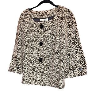 Kim Rogers Leopard Large Button Swing Jacket Size Petite MEDIUM